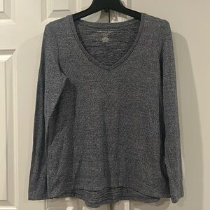 American Eagle Soft & Sexy Plush Womens Blue Long Sleeve V-Neck Shirt